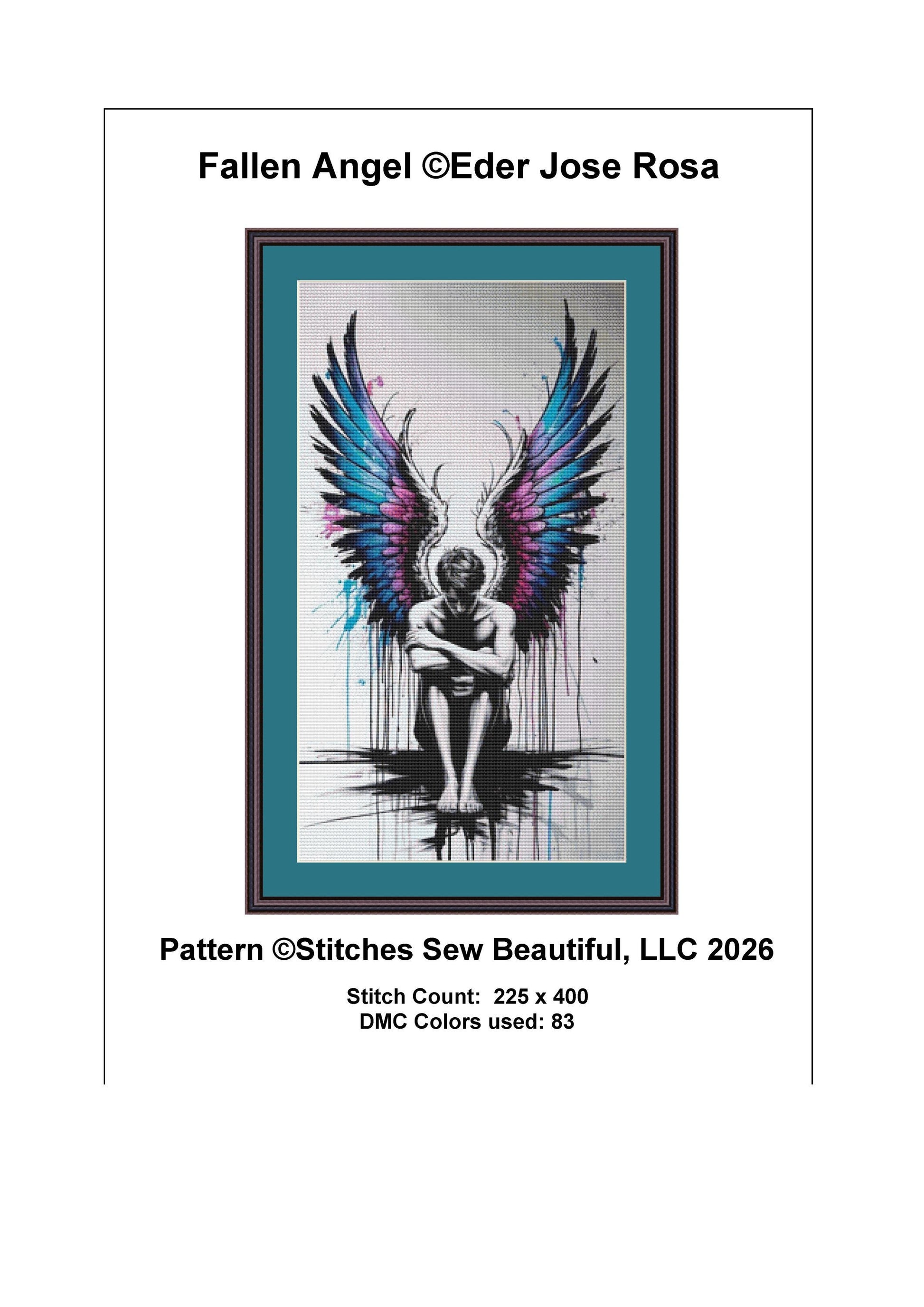 Fallen Angel counted cross stitch pattern by Eder Jose Rosa