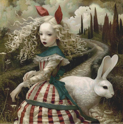 Alice's  Rabbit (Max Size/Color) counted cross stitch pattern by Alisa Smith Williams