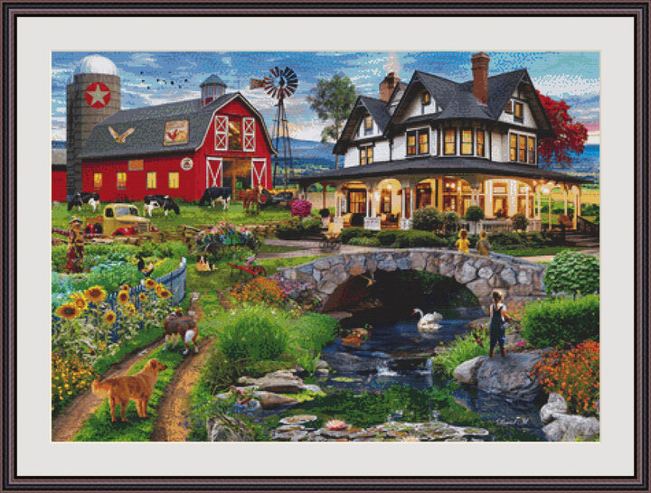 Grandpa's Farm counted cross stitch pattern by David Maclean, Licensed by MGL, www.mglart.com (Digital Format)