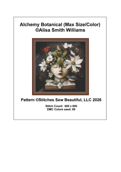 Alchemy Botanical (Max Size/Color) counted cross stitch pattern by Alisa Smith Williams (Digital Format)