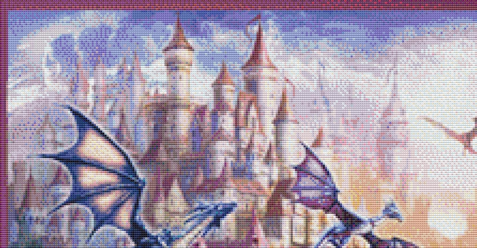 Dragon Castle counted cross stitch pattern by Jan Patrik Krasny, Licensed by MGL, www.mglart.com (Digital Format)
