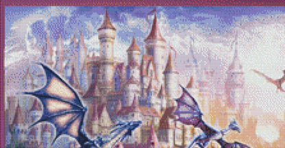 Dragon Castle counted cross stitch pattern by Jan Patrik Krasny, Licensed by MGL, www.mglart.com (Digital Format)