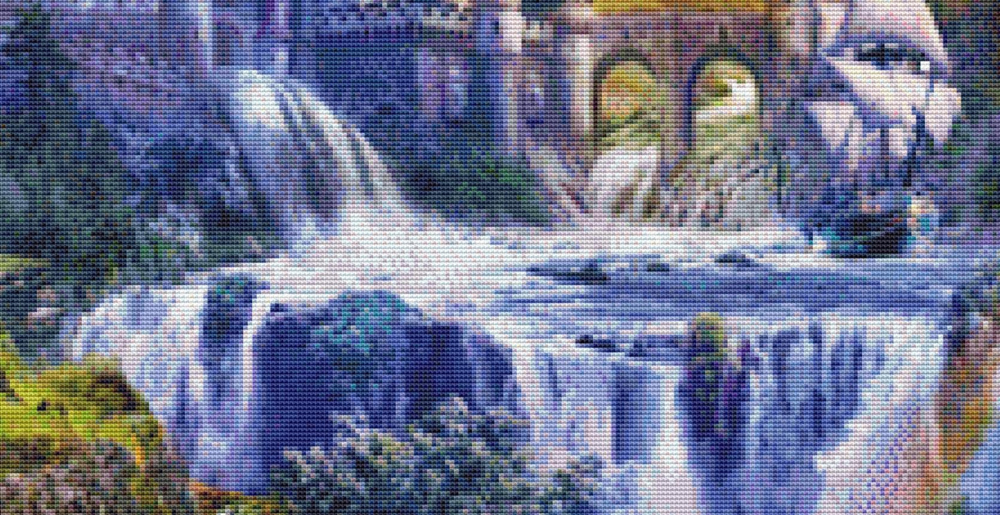 Dragon Castle counted cross stitch pattern by Jan Patrik Krasny, Licensed by MGL, www.mglart.com (Digital Format)