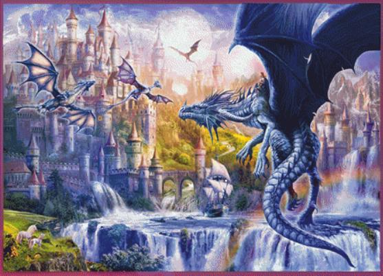 Dragon Castle counted cross stitch pattern by Jan Patrik Krasny, Licensed by MGL, www.mglart.com (Digital Format)