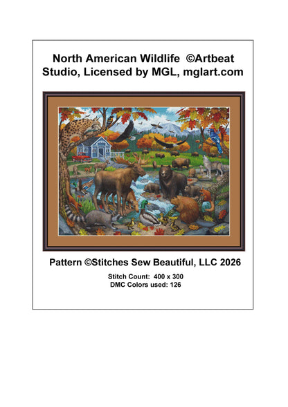 North American Wildlife counted cross stitch pattern by Artbeat Studio, Licensed by MGL, www.mglart.com (Digital Format)