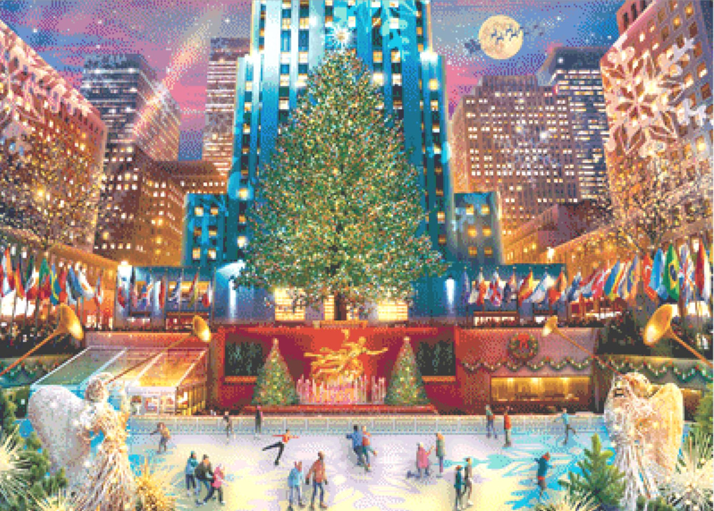 Rockefeller Christmas Joy counted cross stitch pattern by Artbeat Studio, Licensed by MGL, www.mglart.com (Digital Format)