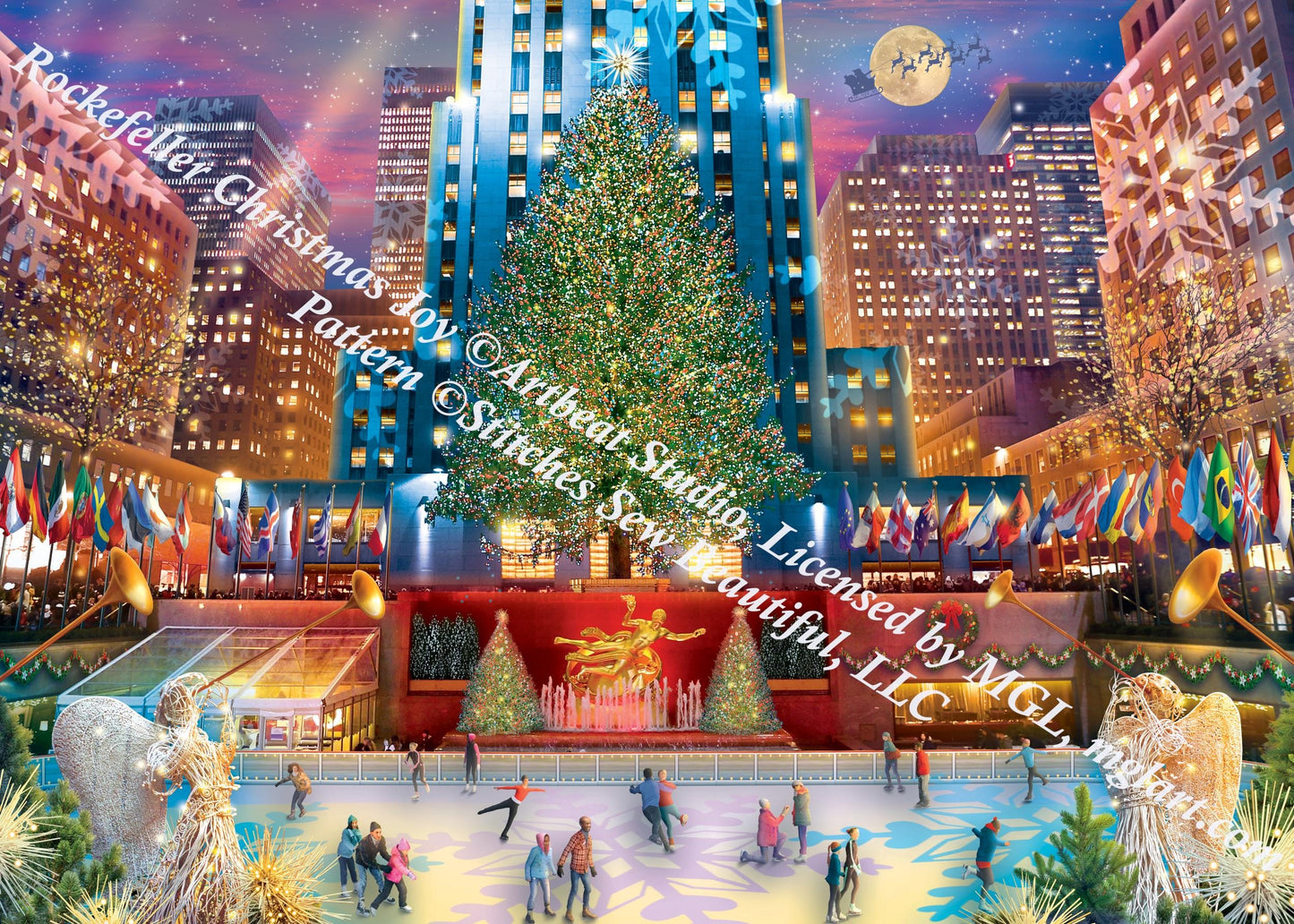 Rockefeller Christmas Joy counted cross stitch pattern by Artbeat Studio, Licensed by MGL, www.mglart.com (Digital Format)