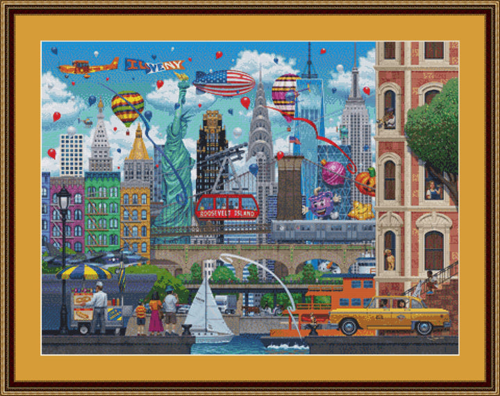 New York Attractions counted cross stitch pattern by Artbeat Studio, Licensed by MGL, www.mglart.com (Digital Format)
