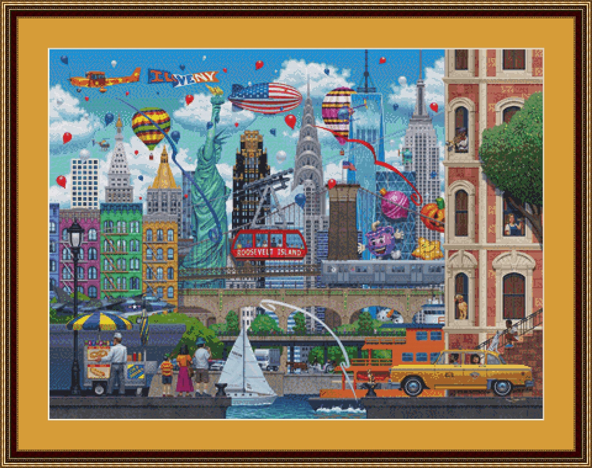 New York Attractions counted cross stitch pattern by Artbeat Studio, Licensed by MGL, www.mglart.com (Digital Format)