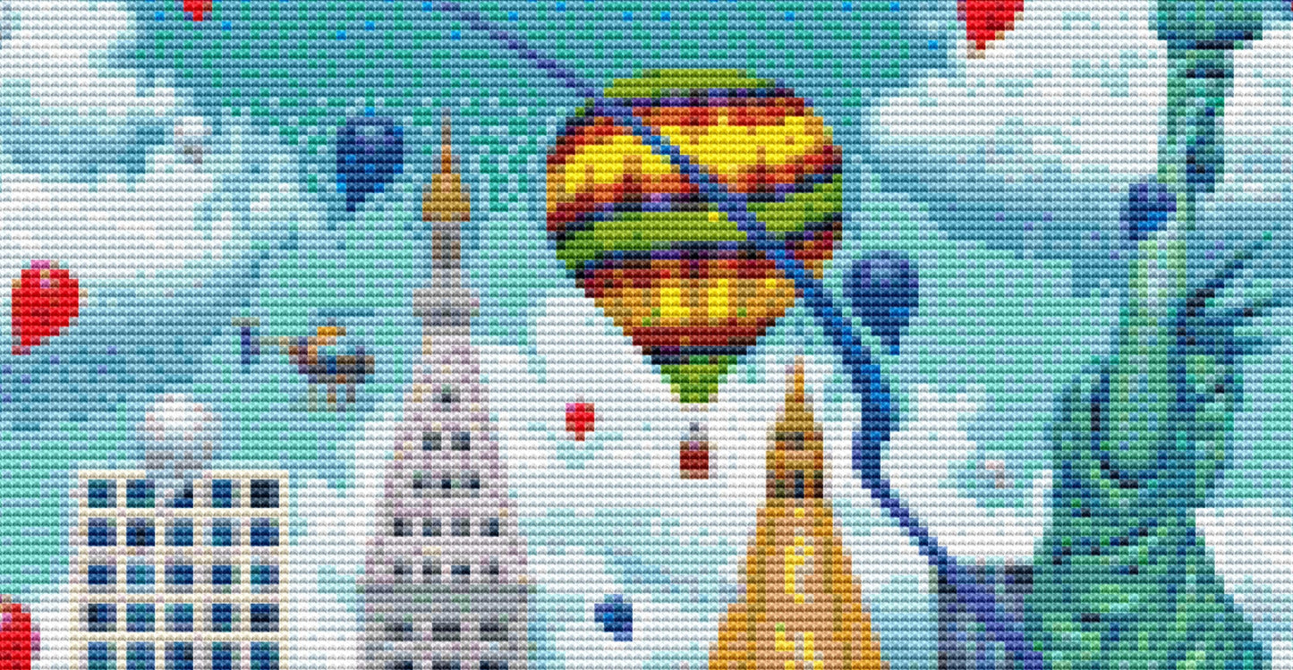 New York Attractions counted cross stitch pattern by Artbeat Studio, Licensed by MGL, www.mglart.com (Digital Format)