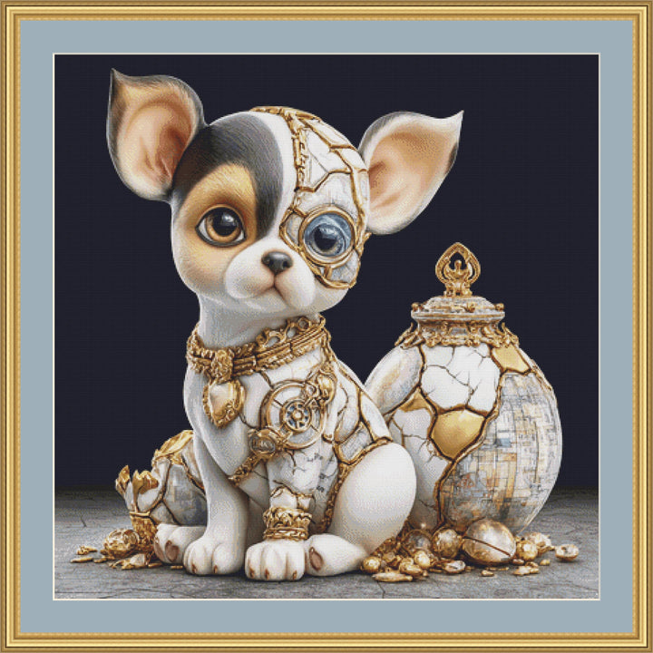 Kintsugi Dog 2 counted cross stitch pattern by Bryna T. Art & Design (Digital Format)