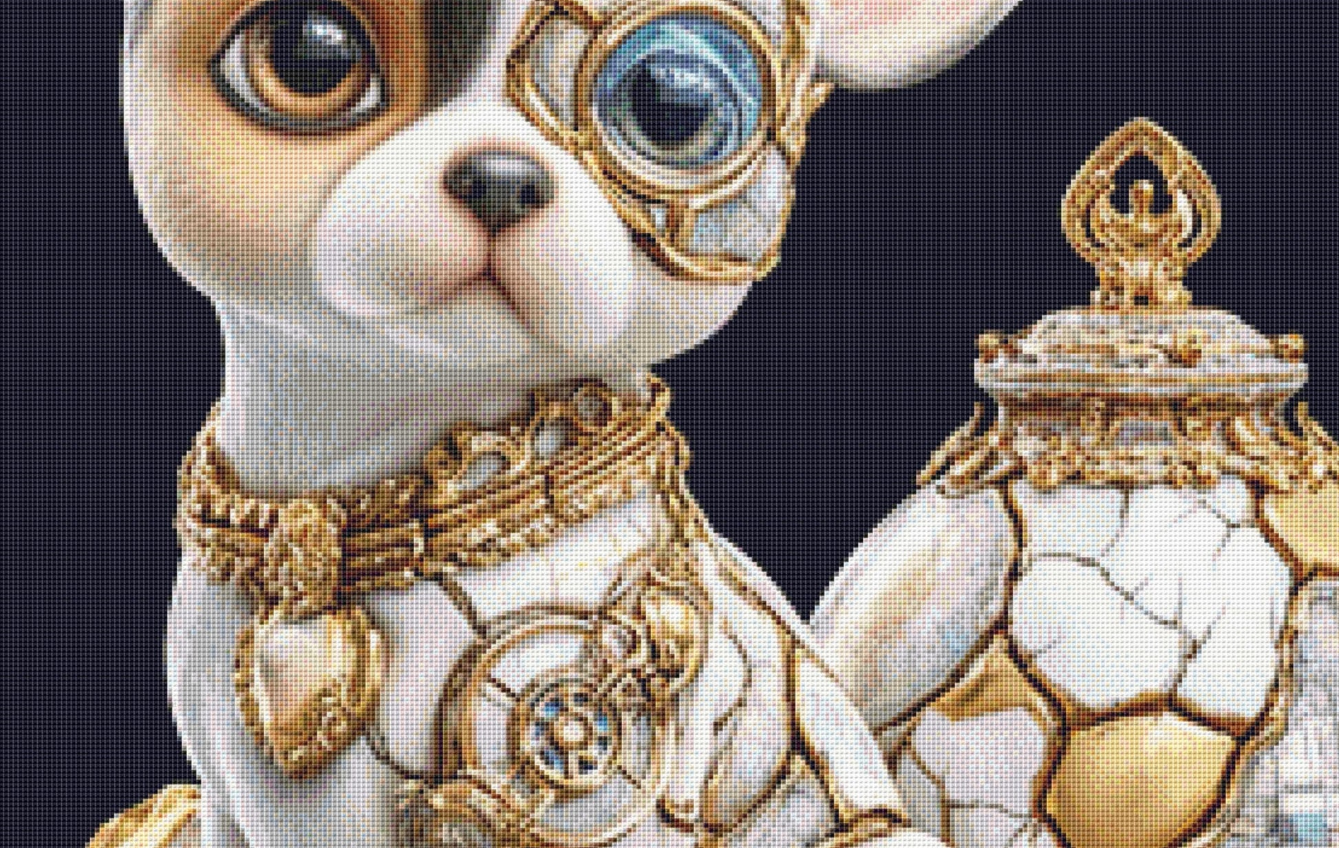 Kintsugi Dog 2 counted cross stitch pattern by Bryna T. Art & Design (Digital Format)