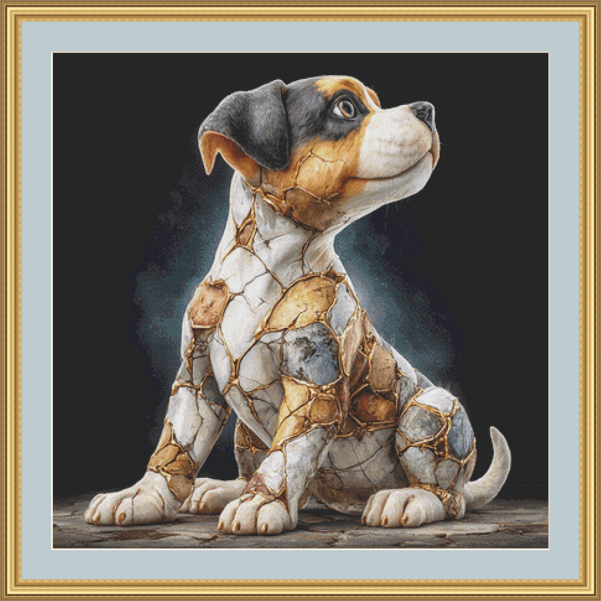 Kintsugi Dog 1 counted cross stitch pattern by Bryna T. Art & Design (Digital Format)