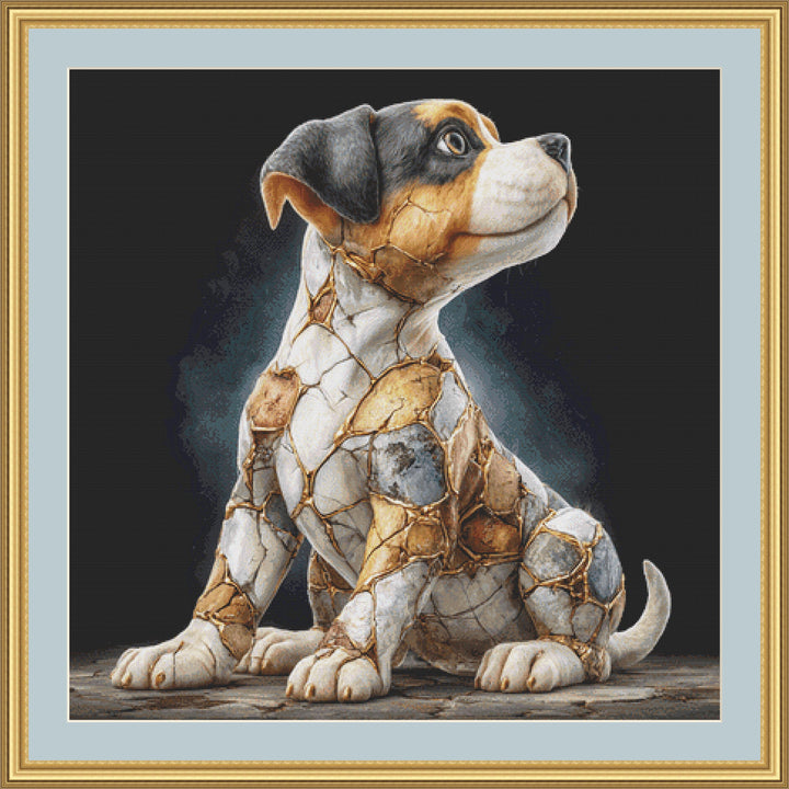 Kintsugi Dog 1 counted cross stitch pattern by Bryna T. Art & Design (Digital Format)
