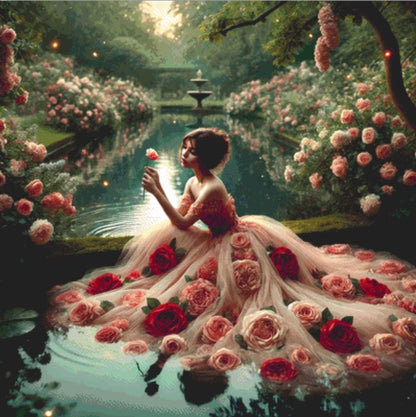Refelctions of Roses counted cross stitch pattern by Mystic Vision Gallery (Digital Format)