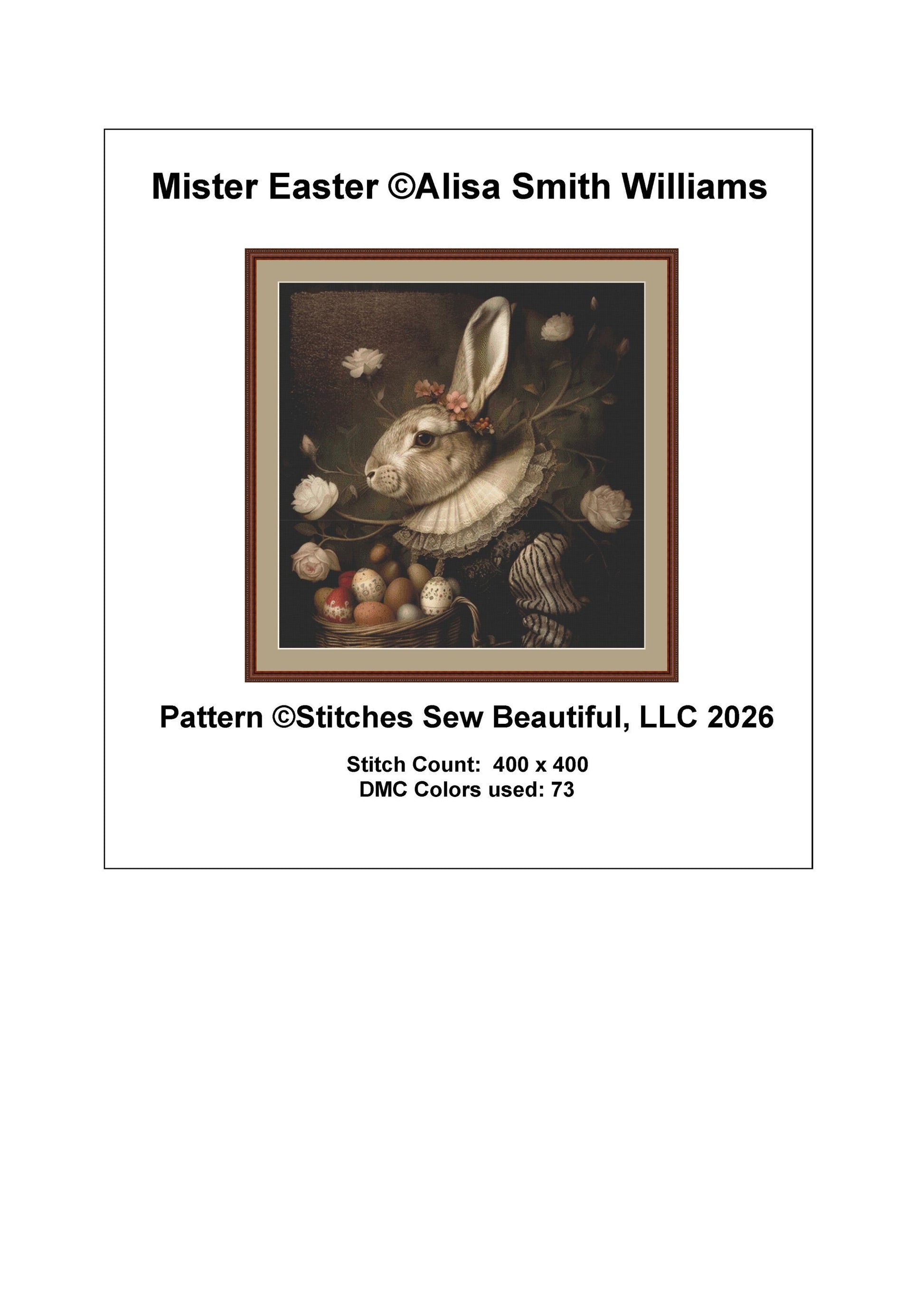 Mister Easter counted cross stitch pattern by Alisa Smith Williams (Digital Format)