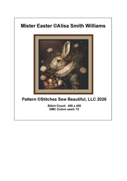 Mister Easter counted cross stitch pattern by Alisa Smith Williams (Digital Format)