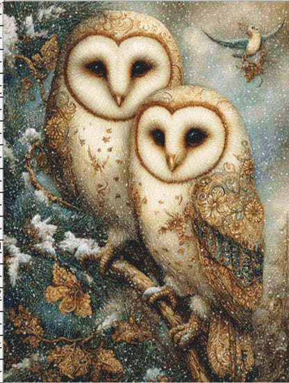 Two Owls on a Snowy Night counted cross stitch pattern by Bryna T. Art & Design (Digital Format)