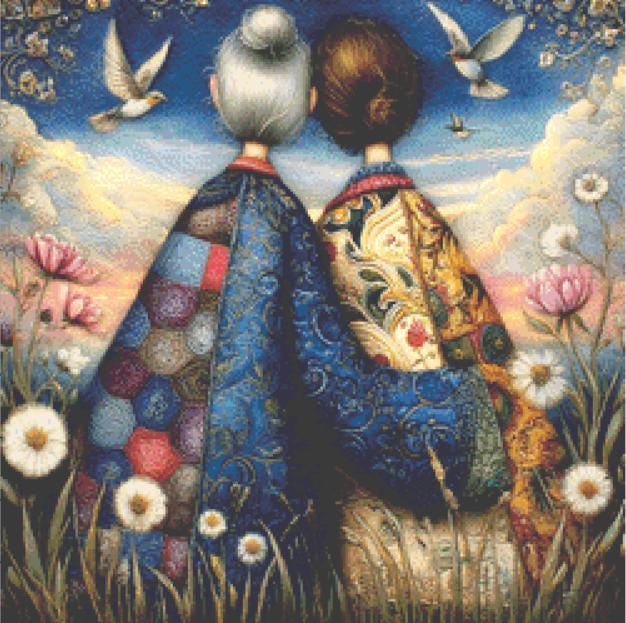 Mother and Daughter (Small) counted cross stitch pattern by Bryna T. Art & Design