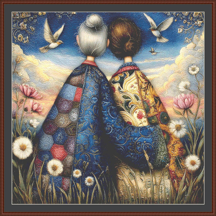 Mother and Daughter (Max Size/Color) counted cross stitch pattern by Bryna T. Art & Design