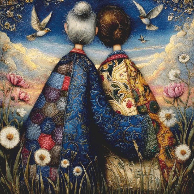 Mother and Daughter (Max Size/Color) counted cross stitch pattern by Bryna T. Art & Design