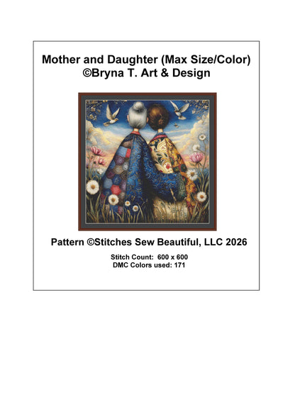 Mother and Daughter (Max Size/Color) counted cross stitch pattern by Bryna T. Art & Design
