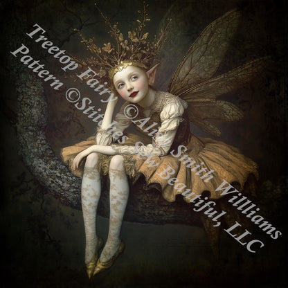 Treetop Fairy counted cross stitch pattern by Alisa Smith Williams (Digital Format)