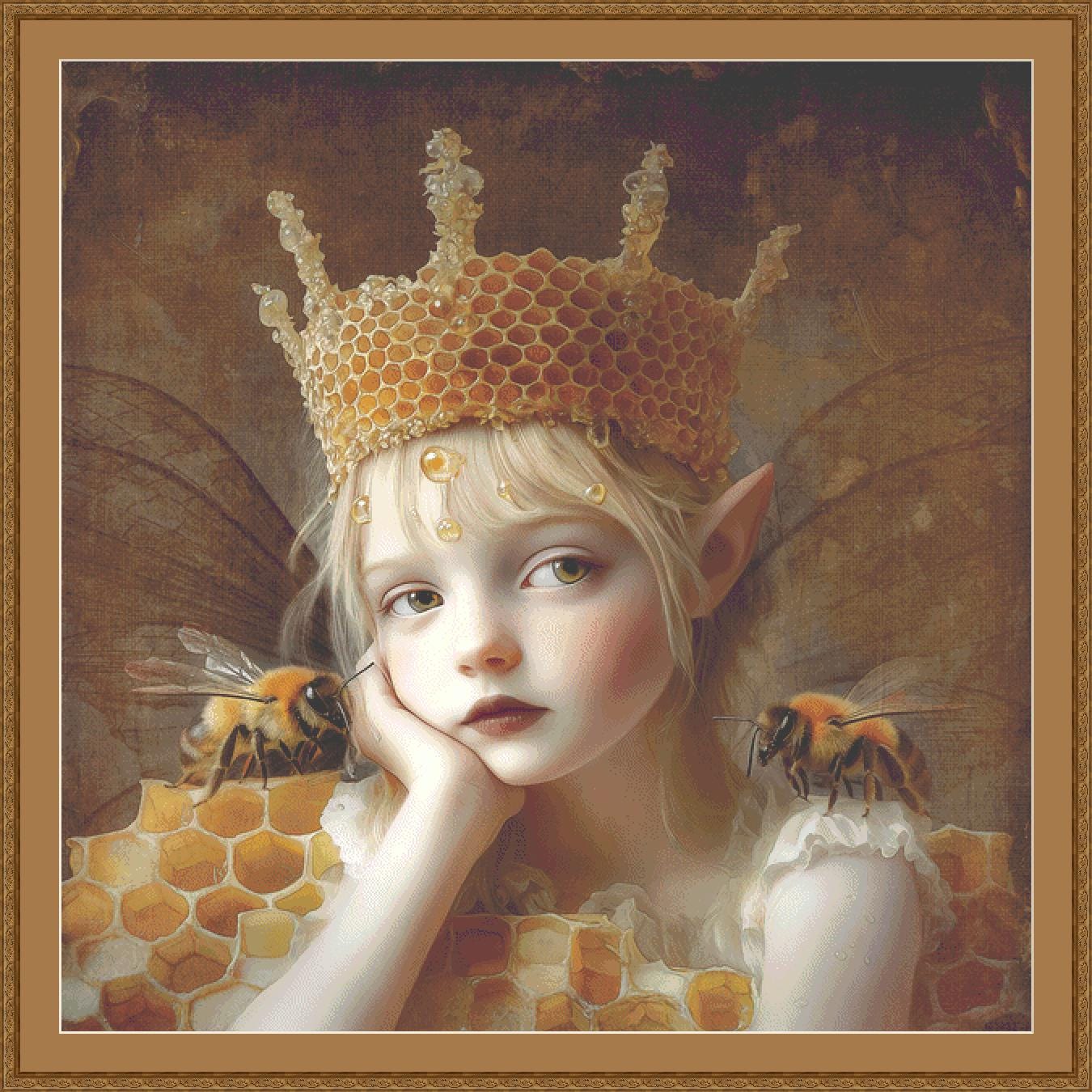 The Queen Bee (Max Size/Color) counted cross stitch pattern by Alisa Smith Willliams (Digital Format)