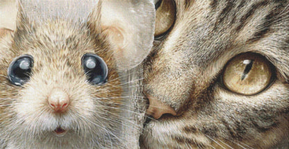 Cat and Mouse (Max Size/Color) counted cross stitch pattern by Bryna T Art & Design (Digital Format)
