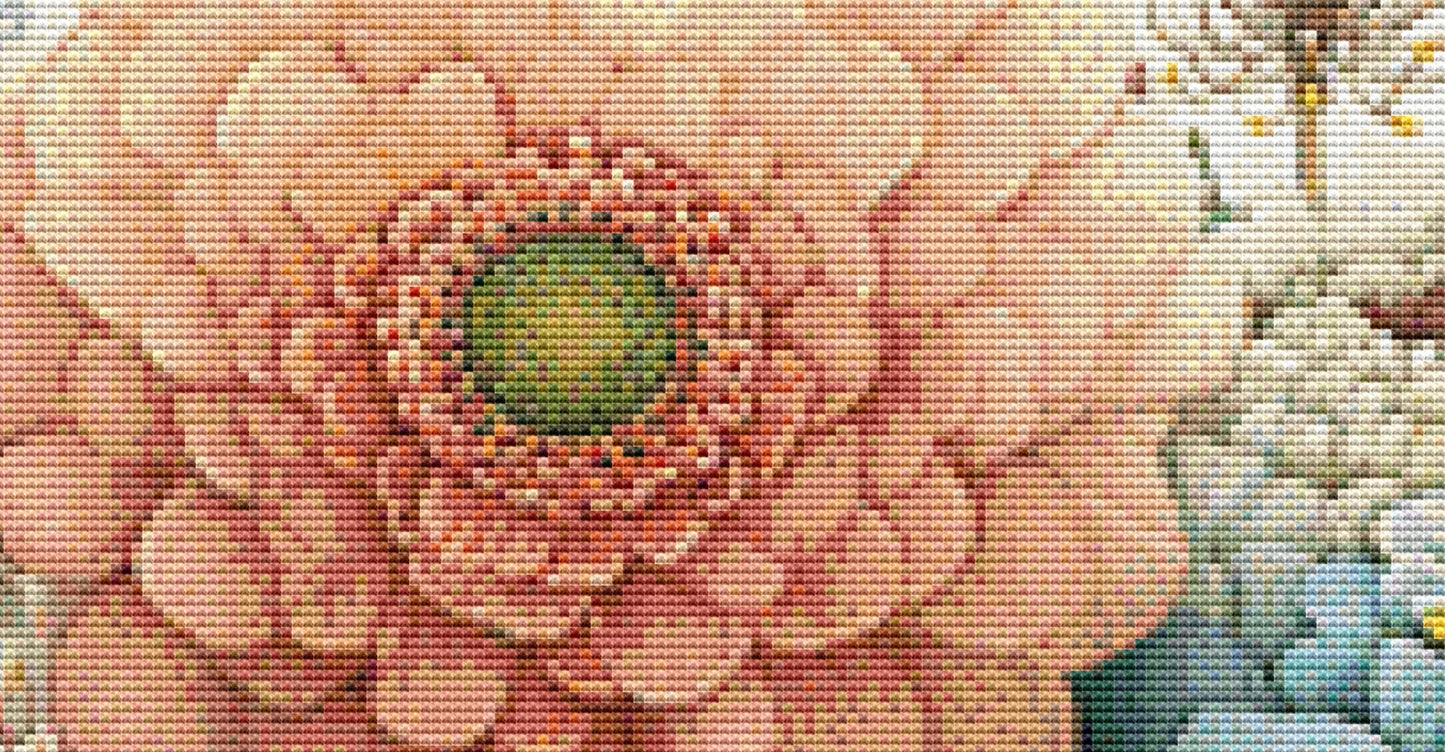 Vibrant Flower Pots 3 counted cross stitch pattern by Bryna T Art & Design (Digital Format)