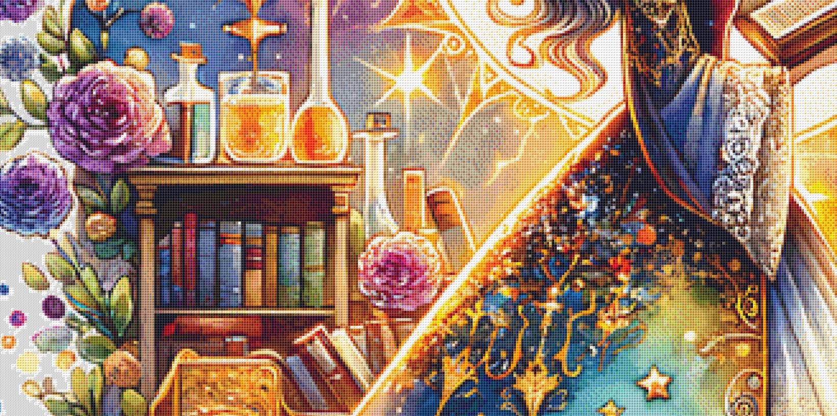 Teacher and Dragon (Max Size/Color) counted cross stitch pattern by Coastal Bliss Studios (Digital Format)