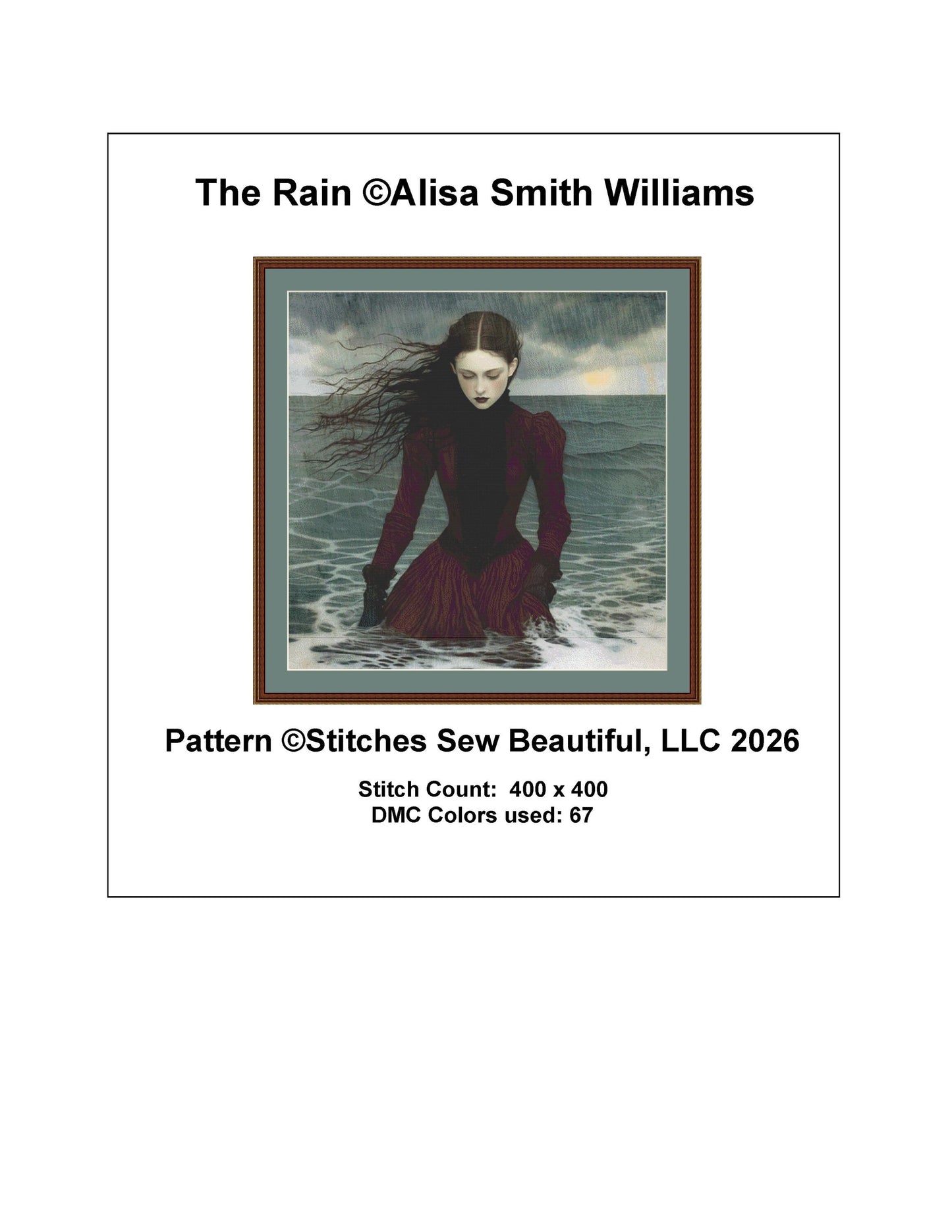 The Rain counted cross stitch pattern by Alisa Smith Williams (Digital Format)