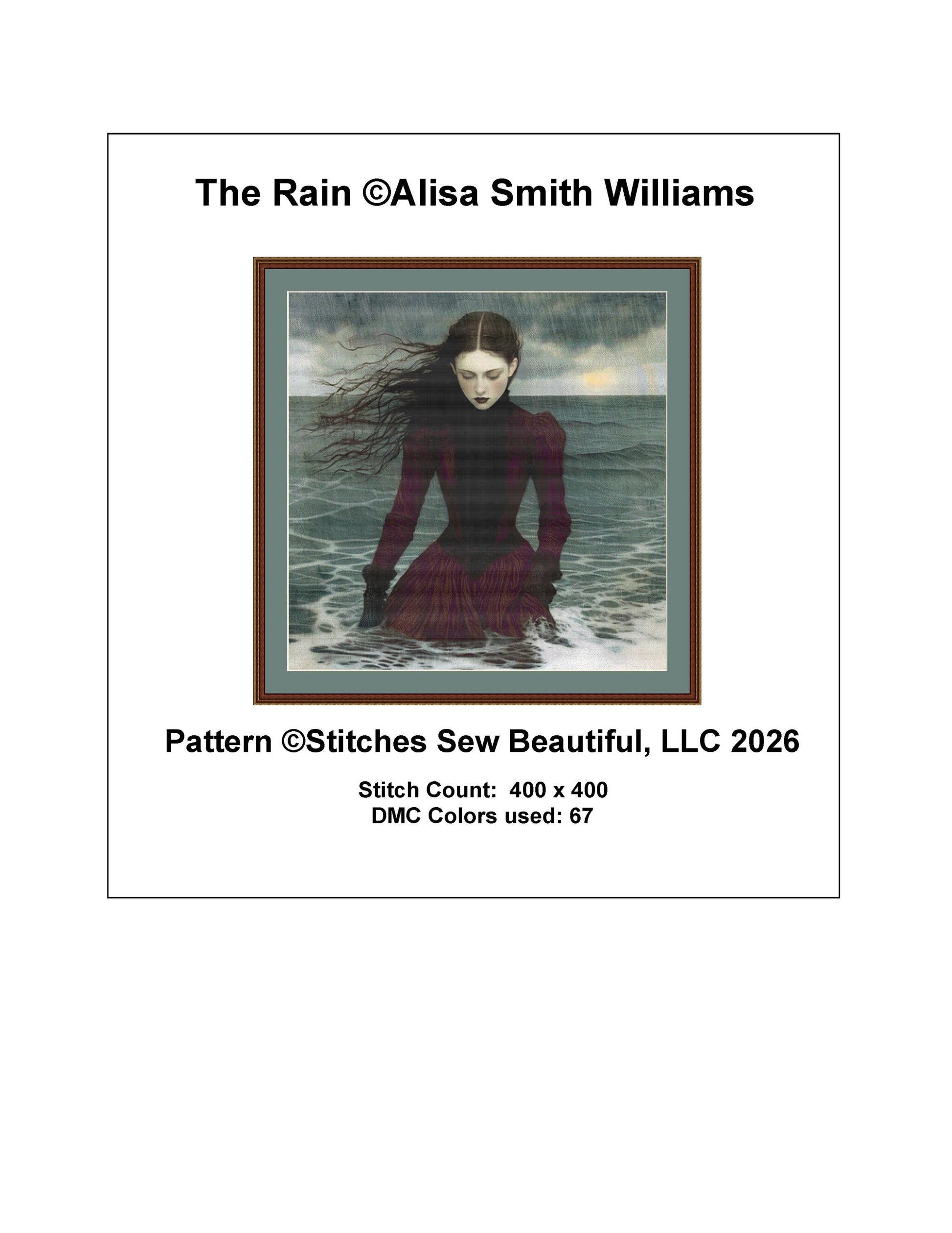 The Rain counted cross stitch pattern by Alisa Smith Williams (Digital Format)