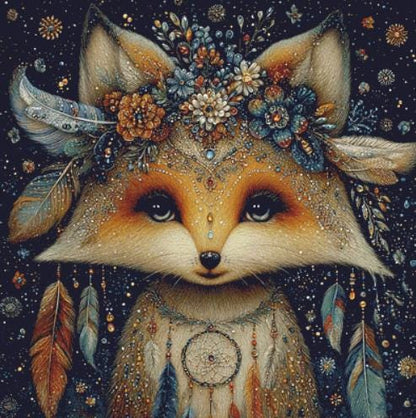 Fox and Feathers counted cross stitch pattern by Bryna T. Art & Design (Digital Format)