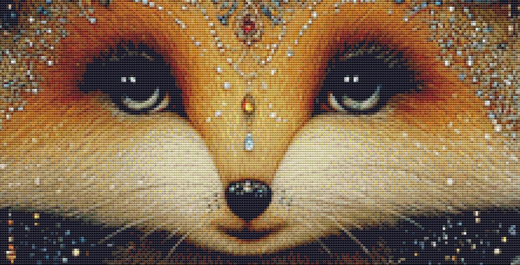 Fox and Feathers counted cross stitch pattern by Bryna T. Art & Design (Digital Format)