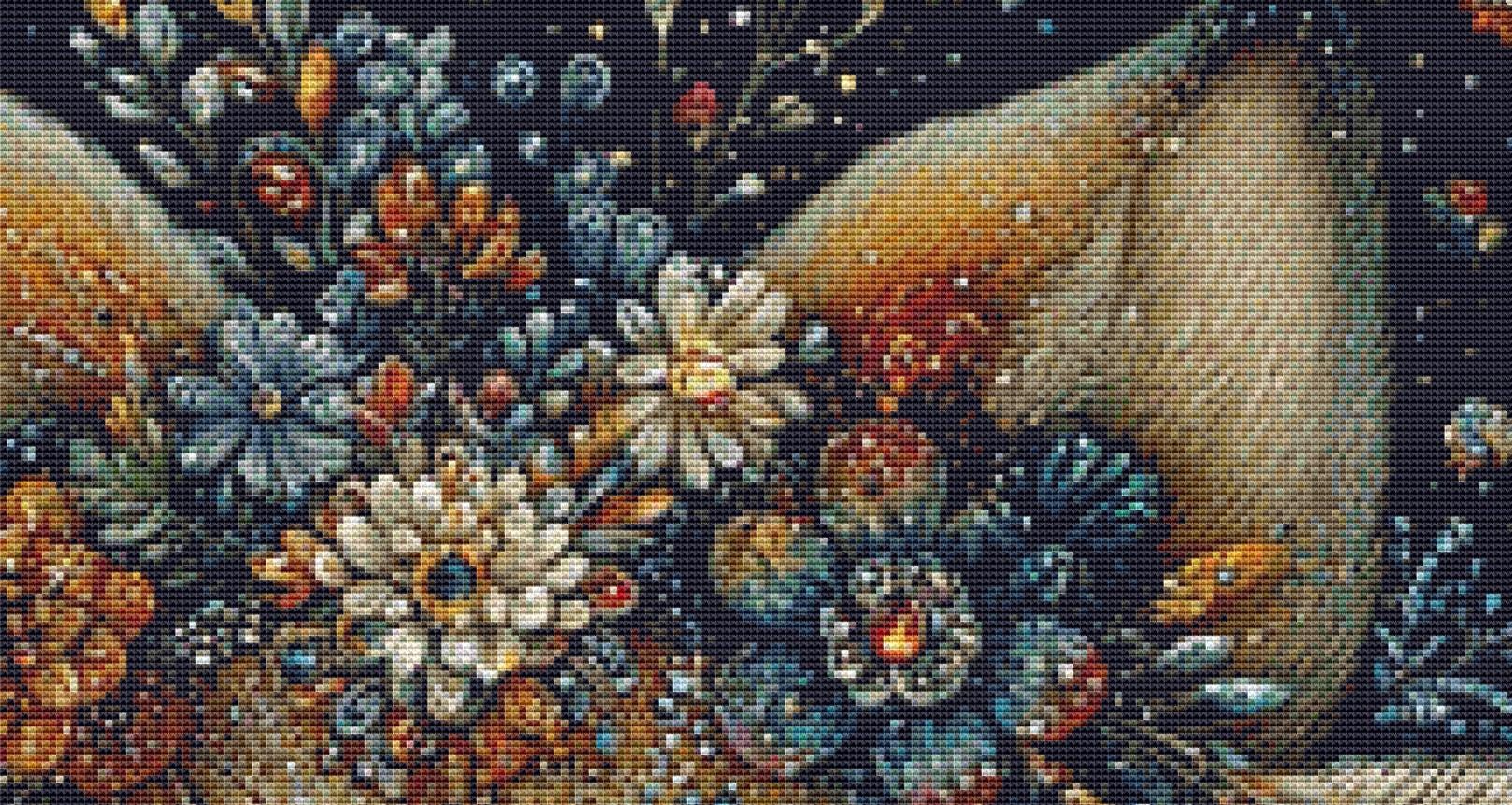 Fox and Feathers counted cross stitch pattern by Bryna T. Art & Design (Digital Format)