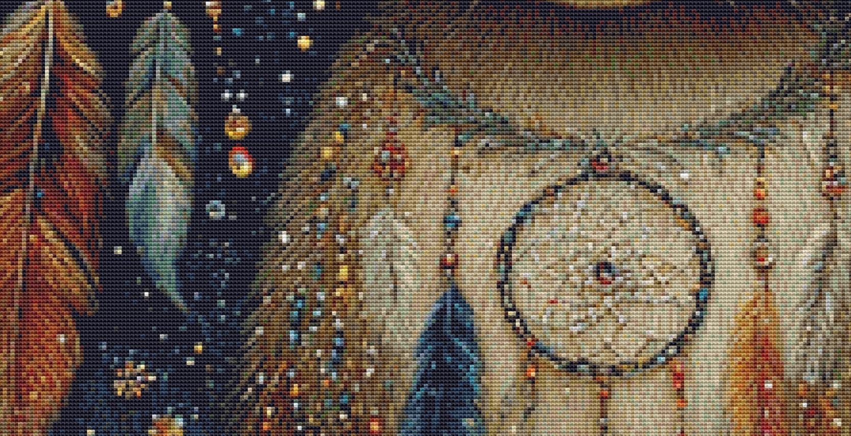 Fox and Feathers counted cross stitch pattern by Bryna T. Art & Design (Digital Format)