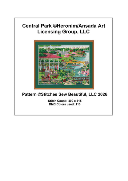 Central Park counted cross stitch pattern by Heronim/Ansada Art Licensing Group, LLC (Digital Format)