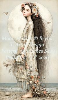 Moon Maiden (Max Size/Color) counted cross stitch pattern by Bryna T. Art & Designs (Digital Format)