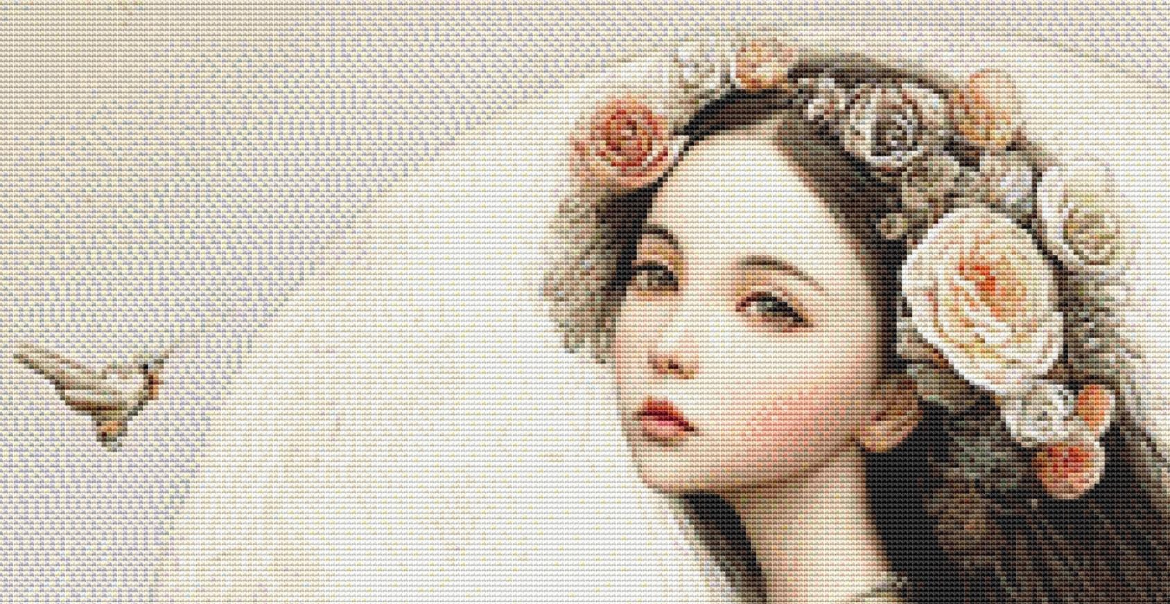 Moon Maiden (Max Size/Color) counted cross stitch pattern by Bryna T. Art & Designs (Digital Format)