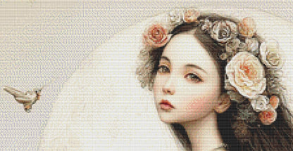 Moon Maiden (Max Size/Color) counted cross stitch pattern by Bryna T. Art & Designs (Digital Format)