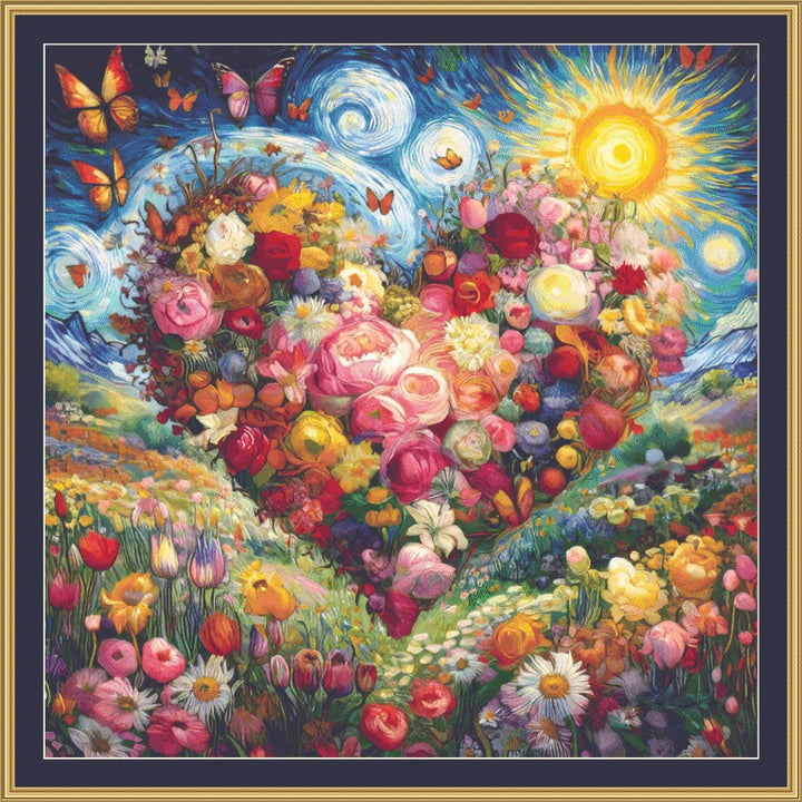 Vibrant Fusion-A Symphony of Van Gogh's Passion (Max Size/Color) counted cross stitch pattern by World of Love Hearts/Adrian G. Eyre