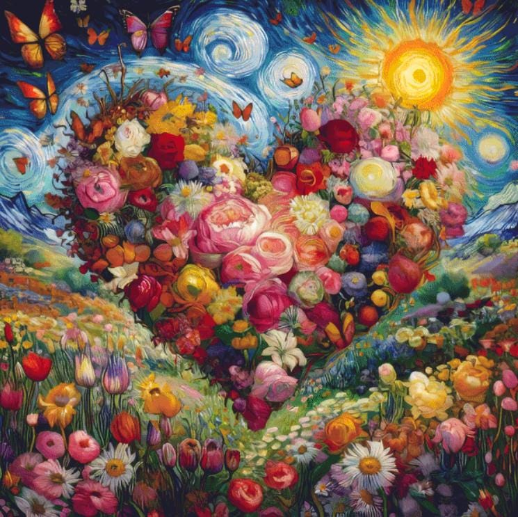 Vibrant Fusion-A Symphony of Van Gogh's Passion (Max Size/Color) counted cross stitch pattern by World of Love Hearts/Adrian G. Eyre