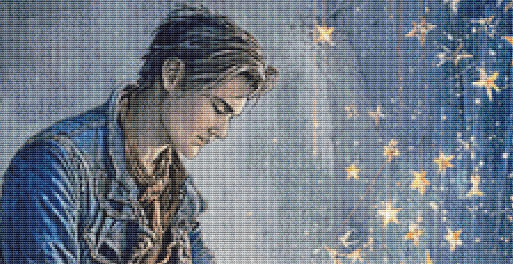 Stitching Denim Dreams counted cross stitch pattern by Bryna T Art & Design (Digital Format)