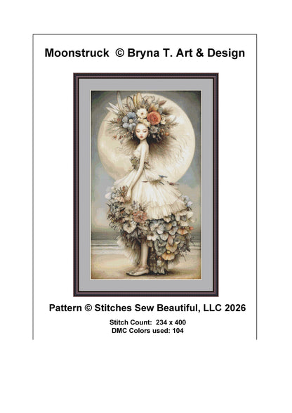 Moonstruck counted cross stitch pattern by Bryna T Art & Design (Digital Format)