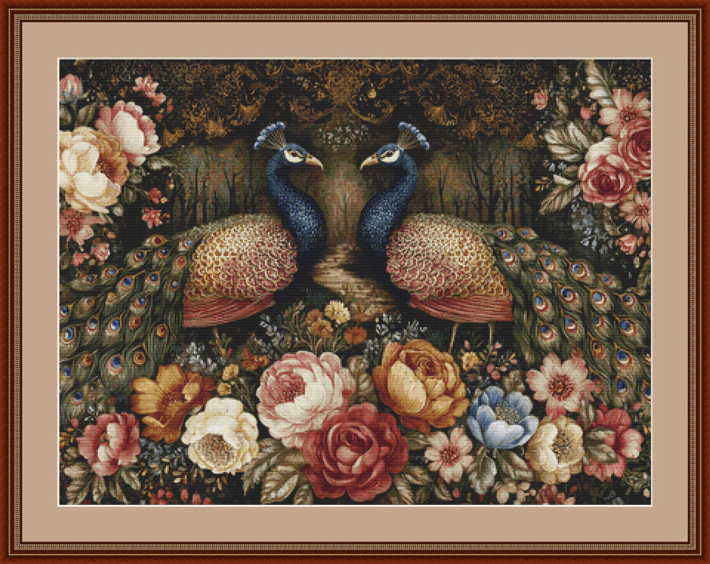 Peacocks 2 counted cross stitch pattern by Bryna T Art & Design (Digital Format)