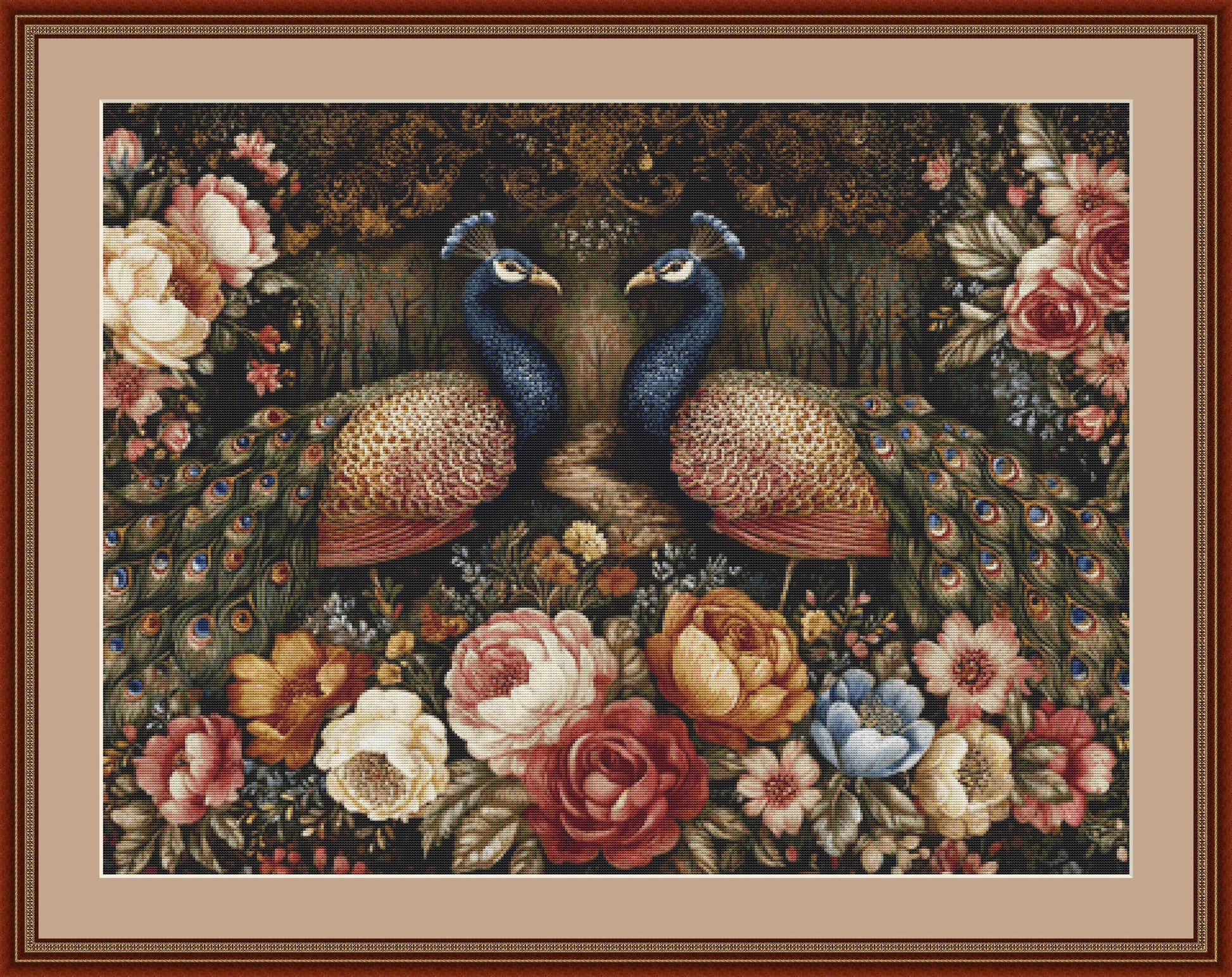 Peacocks 2 counted cross stitch pattern by Bryna T Art & Design (Digital Format)