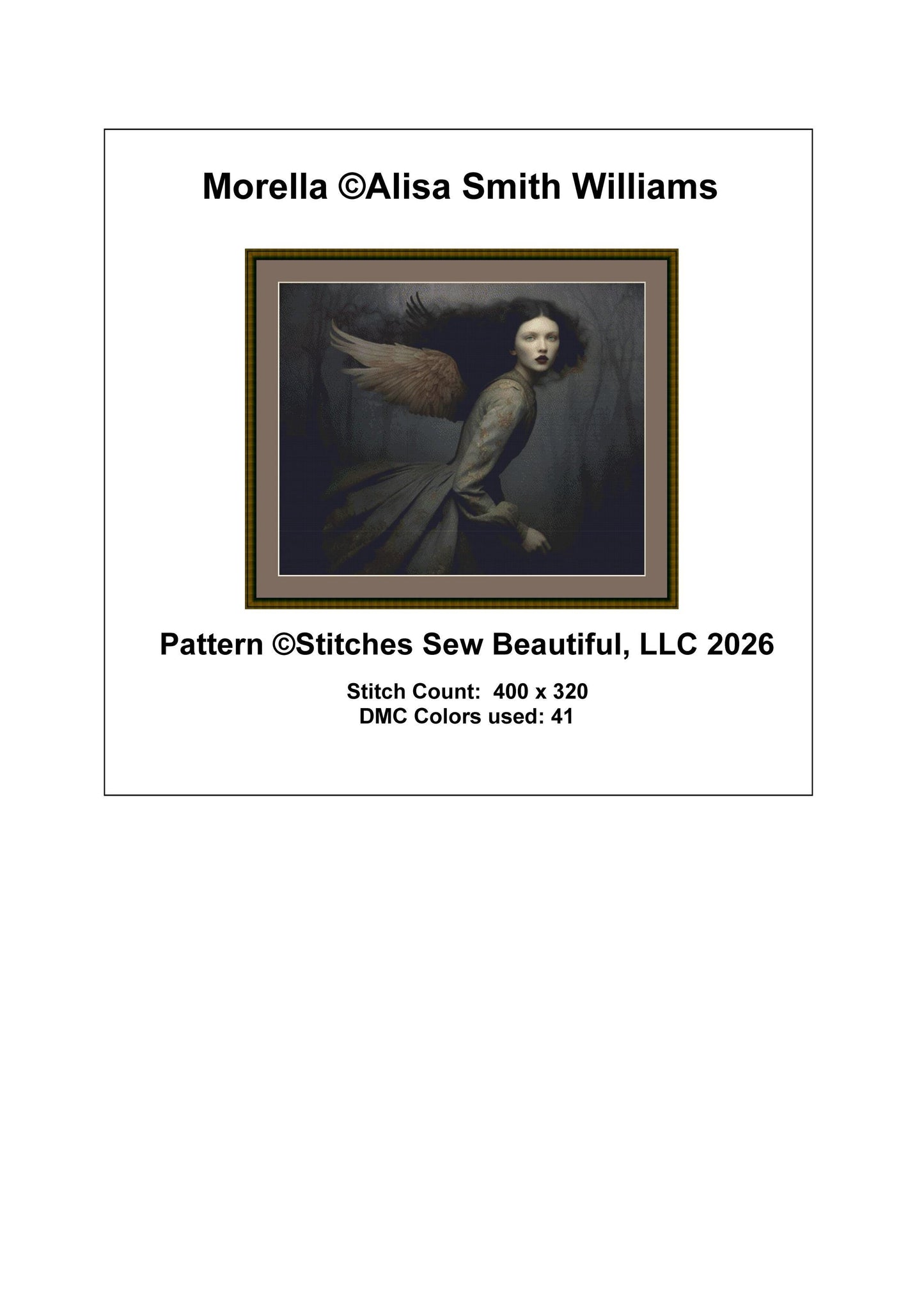 Morella counted cross stitch pattern by Alisa Smith Williams (Digital Format)