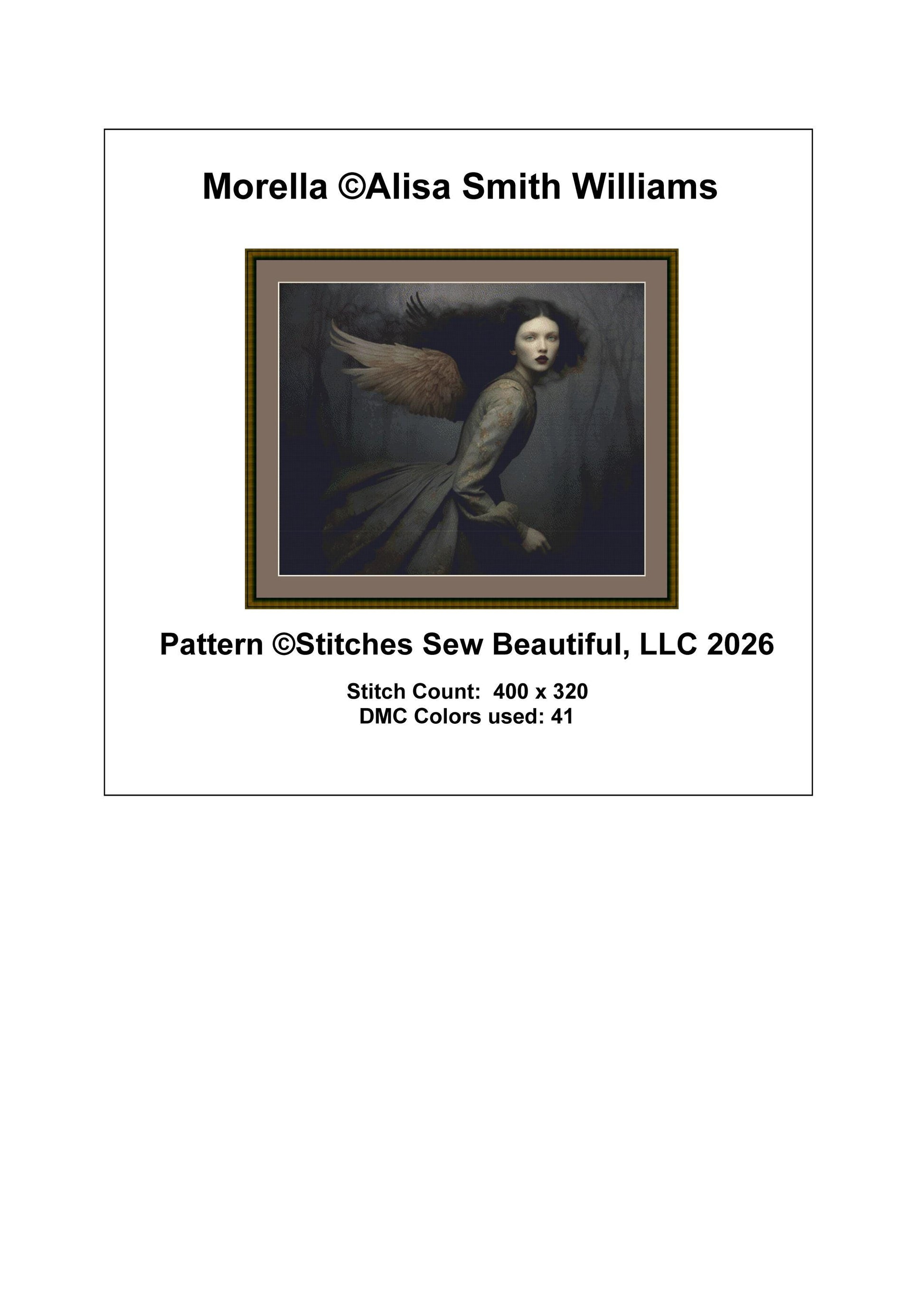 Morella counted cross stitch pattern by Alisa Smith Williams (Digital Format)