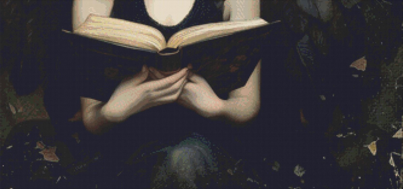 Dark Angel Reading counted cross stitch pattern by Alisa Smith Williams (Digital Format)